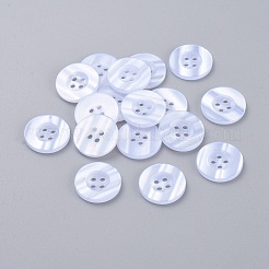 4つ穴プラスチックボタン  フラットラウンド  貝殻色  17.5~18x2mm  穴：2mm&nbsp;BUTT-S020-11-18mm