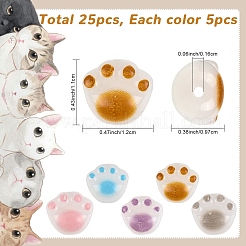 25 個 5 色不透明アクリルビーズ  猫の足  ミックスカラー  11x12x9.7mm  穴：1.6mm  5個/カラー&nbsp;FIND-YW0009-25
