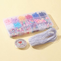 DIYキャンディーカラーブレスレット作りキット  アクリル ヨーロピアン & ポリマークレイ ビーズを含む  花と実と星と笑顔とハート  ミックスカラー  ビーズ：573個/箱&nbsp;DIY-FS0003-47