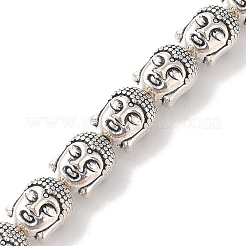 チベット風ブッダ釈迦合金ビーズ連売り  無鉛の  アンティークシルバー  11x9x8mm  穴：2mm  約19個/連  8インチ&nbsp;X-TIBEB-O007-23-LF
