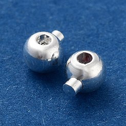 真鍮製つぶし玉カシメ玉  ロンデル  925銀メッキ  4x3mm  穴：0.9mm&nbsp;KK-G479-07S