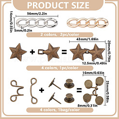 10スタイルの亜鉛合金調節可能なジーンズボタンピン  腰締め  衣料品の留め具の縫製  20~56x14~43x5~12.5mm&nbsp;FIND-DR0001-90