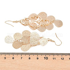 真鍮製ダングルピアス  鉄のイヤリングフック  ゴールドカラー  ティアドロップ  74x27mm&nbsp;EJEW-B157-02E-G