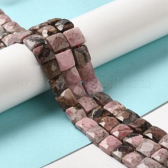 天然石ロードナイトビーズ連売り  多面カット  正方形  9~10.5x9~10.5x5~5.5mm  穴：1mm  約39~42個/連  14.96~15.35インチ（38~39cm）&nbsp;G-C109-A03-02