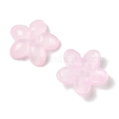 透明スプレーペイントガラスビーズ  花  ピンク  15.5x16x3.5mm  穴：1.8mm&nbsp;GLAA-Z011-07A