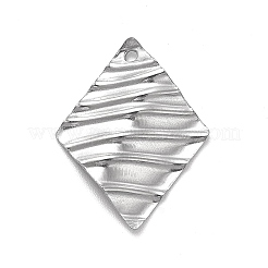 変色しない201ステンレススチールペンダント  ひし形チャーム  ステンレス鋼色  21.5x16.5x1mm  穴：1.4mm&nbsp;STAS-G296-01P