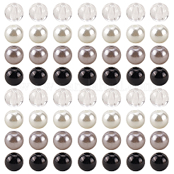 1200個 4スタイル ABSプラスチック模造真珠ラウンドビーズ  透明なアクリルビーズ  ラウンド  ミックスカラー  7.5~8mm  穴：2~2.3mm  300個/スタイル&nbsp;DIY-SP0004-66