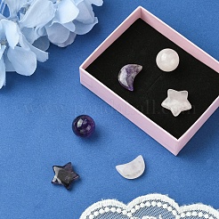 天然宝石の癒しの月と星と丸い装飾品  レイキエネルギーストーンのディスプレイ装飾  16~20x14~20mm&nbsp;AJEW-FS0001-12B