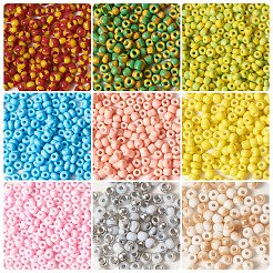 45g 9色 ツートン不透明色 ガラスシードビーズ  ラウンド  ミックスカラー  3x2.5mm  穴：0.9mm  約100個/袋  5 G /袋  1袋/色&nbsp;SEED-TA0001-22
