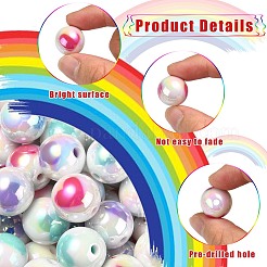 ツートーン UV メッキ不透明アクリルビーズ 100 個  ハート柄の丸  ミックスカラー  16x15mm  穴：3mm&nbsp;OACR-CJ0001-34