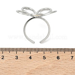 女性用304ステンレススチールカフオープンリング  花  中空  ゴールデン·ステンレス鋼色  17mm&nbsp;LS-RJEW-P180-04A
