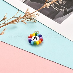 ラウンドロカイユビーズペンダント  クラフトアクリル横穴レタービーズ  花  カラフル  15x12.5x4mm  穴：2.8mm  26個/セット&nbsp;PALLOY-JF00866