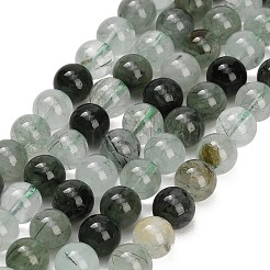 天然石グリーンルチルクォーツビーズ連売り  スムーズなラウンド  8mm  穴：1.2mm  約47個/連  15.75''（40センチメートル）&nbsp;GG-CBAC678-A01-8mm