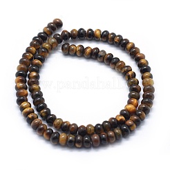 天然石タイガーアイビーズ連売り  ロンデル  6x4mm  穴：1mm  約96個/連  15インチ&nbsp;G-E507-22A