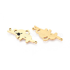 304ステンレススチールコネクタチャーム  コアラのリンク  ゴールドカラー  13x29x1mm  穴：1.2mm&nbsp;STAS-T070-12G