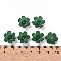 つや消しアクリルビーズキャップ  6花びら  花  濃い緑  14x6mm  穴：2mm  約1660個/500g&nbsp;MACR-S371-07A-735