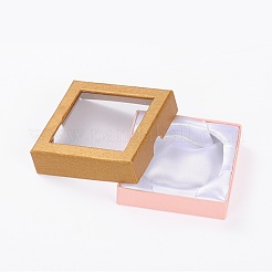 ギフト包装のための正方形のPVC厚紙サテンブレスレットバングルボックス  ミックスカラー  90x90x24mm&nbsp;CBOX-O001-01