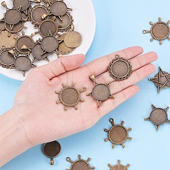 DIYのペンダント作り  チベットのスタイルの合金のペンダントカボションのセッティングとガラスのカボション  混合図形  アンティークブロンズ  設定：40個/セット  ガラスカボション：40個/セット&nbsp;DIY-PH0019-75