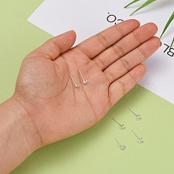925スターリングシルバー製スタッドピアスパーツ  スタンプ925個付き  銀  14mm  穴：1.5mm  ピン：0.7mm&nbsp;STER-S002-48