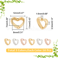 3袋3色 CCB プラスチックビーズフレーム  ハート  ミックスカラー  11x12x3.5mm  穴：1.6mm  50個/袋  1袋/色&nbsp;KY-AR0001-18