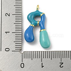 真鍮製エナメルペンダント  長持ちメッキ  カドミウムフリー＆鉛フリー  18KGP本金メッキ  レターチャーム  文字r  24x13.5x4.5mm  穴：1.8mm&nbsp;X-KK-E093-03G-R