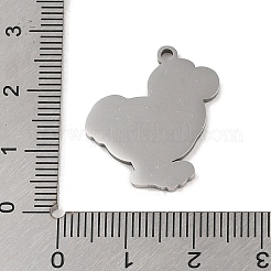 変色しない201ステンレススチールペンダント  ドードー鳥チャーム  ステンレス鋼色  23.5x21x1.5mm  穴：1mm&nbsp;LS-STAS-C095-27P