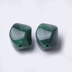 アクリルビーズ  天然石風  ナゲット  濃い緑  15.5x12x12mm  穴：1.8mm  約310個/500g&nbsp;OACR-T007-08L