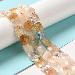 加熱された天然シトリンビーズ連売り  多面カット  正方形  9~10.5x10~10.5x6mm  穴：1mm  約18~20個/連  7.09~7.68インチ（18~19.5cm）&nbsp;G-C109-A11-01