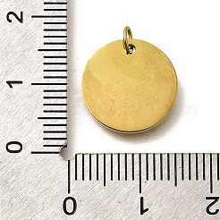 304ステンレススチールエナメルチャーム  丸カン付き  フラットラウンド。花のチャーム付き  18KGP本金メッキ  イオンプレーティング（ip）  ホワイト  13.5x1.5mm  穴：2.5mm&nbsp;STAS-R153-13G