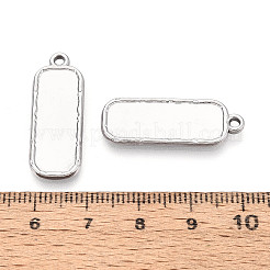 304ステンレススチールペンダントカボションセッティング  長方形チャーム  ステンレス鋼色  28.5x10.5x2mm  穴：1.8mm  トレイ：23x8mm&nbsp;STAS-N108-62P