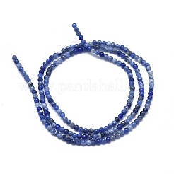 天然石ソーダライトビーズ連売り  ラウンド  2mm  穴：0.5mm  約195個/連  15.35インチ（39cm）&nbsp;G-A177-04-22