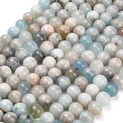 天然石アクアマリンビーズ連売り  ラウンド  スムーズ  11.5~12.5mm  穴：1.2mm  約31~32個/連  15.04''~15.20''（38.2~38.6センチメートル）&nbsp;G-F591-29A-12mm-02