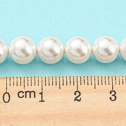 電気めっきシェルパールビーズ連売り  染め  ラウンド  雪  8mm  穴：0.8mm  約52個/連  15.94インチ（40.5cm）&nbsp;SHEL-F008-03B-01