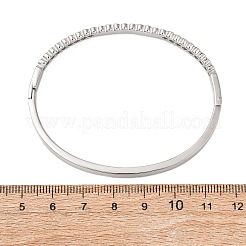 304ステンレススチール製マイクロパヴェキュービックジルコニアヒンジ付きバングル（女性用）  ステンレス鋼色  内径：2-3/8x1-7/8インチ（5.9x4.8cm）&nbsp;BJEW-Z146-03P