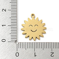 ステンレスペンダント201個  レーザー切断  ゴールドカラー  太陽  17x15x1mm  穴：1.2mm  5個/袋&nbsp;STAS-H188-03C-G