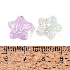 UVメッキ透明アクリルビーズ  虹色の  テクスチャードスター  ミックスカラー  13.5x14x7.5mm  穴：1.8mm&nbsp;OACR-Q204-10