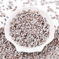 ツートンカラーのベーキングペイントガラスシードビーズ  丸い穴  ピーナッツ  キャメル  4.5x2.5x2.5mm  穴：1mm  約4500個/ポンド&nbsp;SEED-C003-01L