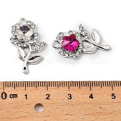 UVメッキ合金ラインストーンペンダント  ローズ  k9ガラス  多面カット  銀  27x17x5mm  穴：1.8mm&nbsp;FIND-A054-02S