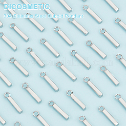 304ステンレススチールペンダント200個  直方体の  ステンレス鋼色  13x3x2mm  穴：1.8mm&nbsp;STAS-DC0011-15