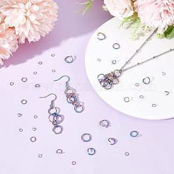 180個 6スタイル 304ステンレススチールオープン丸カン  ラウンド  ミックスカラー  3.5~10x0.5~1mm  内径：2.5~7mm  30個/スタイル&nbsp;STAS-UN0039-10