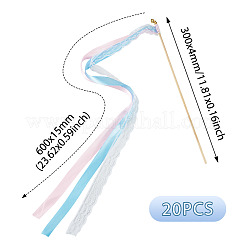 ポリエステルリボンワンド  木の棒で  パーティーの装飾  カラフル  300x4mm&nbsp;AJEW-TAC0006-31B
