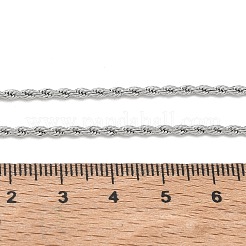 10mm 304ステンレススチール製ロープチェーンネックレス 2個  変色なし  ステンレス鋼色  16.73インチ（42.5cm）&nbsp;NJEW-G203-08P