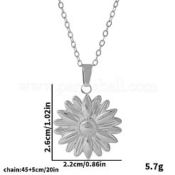 304ステンレススチール製ダイアジーフラワーペンダントネックレス、レディースファッションミニマリストデザインジュエリー  銀  17.72インチ（45cm）&nbsp;GH9926-1