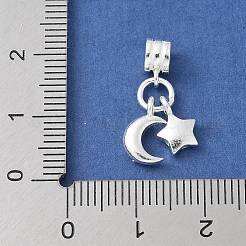 925スターリングシルバーヨーロピアンダングルチャーム  月と星の大きな穴のペンダント  銀  19mm  穴：3.2mm&nbsp;STER-H115-01S