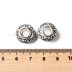 不透明樹脂ヨーロッパビーズ  大穴ビーズ  銀色メッキの真鍮芯のロンデル  ブラック  14x7.5mm  穴：5mm&nbsp;RESI-C055-01B