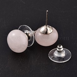 クォーツスタッドのピアスローズ  プラチナトーンの真鍮パーツ  21.5x12mm  ピン：0.7mm&nbsp;G-F267-09H