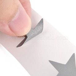 シルバー反射テープステッカー  衣類の熱ステッカーの鉄  洋服用  ランドセルを飾る  スター  25x25mm&nbsp;DIY-M014-05
