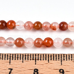 天然の赤いヘマトイドクォーツビーズ連売り  ラウンド  3.5~4x4mm  穴：0.8mm  約104~110個/連  15.43''（39.2センチメートル）&nbsp;G-T140-4mm-01