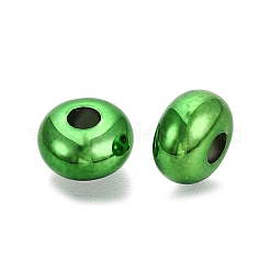 UVメッキ不透明アクリルヨーロピアンビーズ  大穴ビーズ  虹色の  ロンデル  ライムグリーン  14x8mm  穴：4.8mm&nbsp;PACR-T017-19M-09