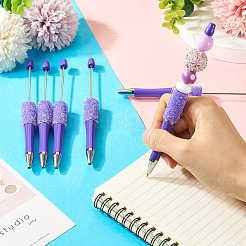 プラスチック製のビーズのペン  シャフト黒インクボールペン  DIYペンの装飾用  暗い蘭  146x14.5mm  ピン：1.8mm&nbsp;BT-TAC0003-08L
